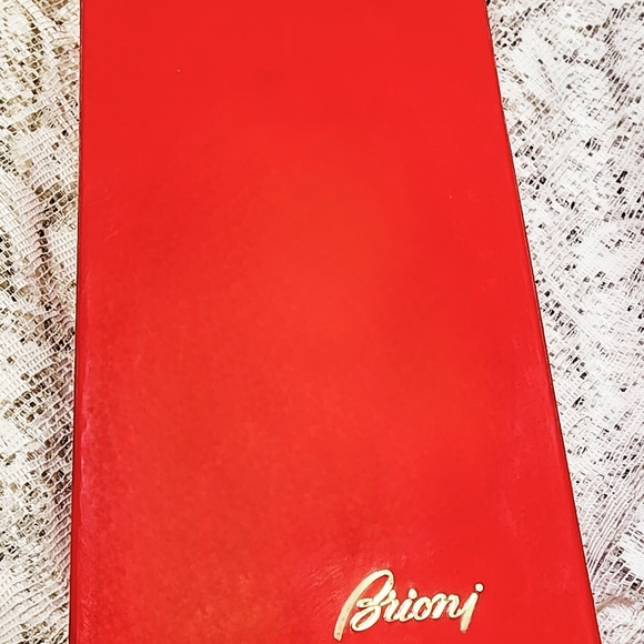 Brioni 100% Silk Tie & Pocket Square Set - Champagne Gold Striped - Orig Giftbox - Picture 1 of 6